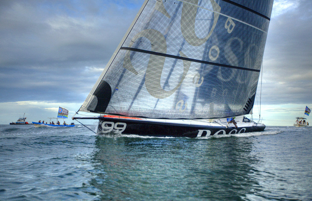 Arrival of the Transat Jacques Vabre 2011 for the second IMOCA 60, Alex Thomson and Guillermo Altadill on Hugo Boss (Farr Design) in Puerto Limon, Costa Rica.