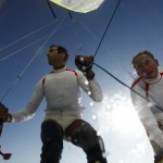 49 er pair Manu Dyen and Stephane Christidis training during a sunny and windy day in Marseille, France.