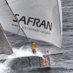 The Open 60 Safran in preparation for the Transat Jacques Vabre 2011, skipper Marc Guillemot co/skipper Yann Eliés, Brittany, France.