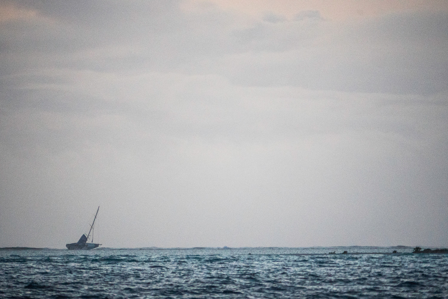 Alvimedica remains on station at the Cargados Carajos Shoals where Team Vestas Wind has run aground and abandoned ship for life rafts a few hours before sunrise.