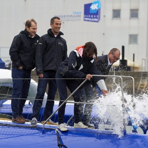 BANQUE POPULAIRE IX, ARMEL LE CLEA'H, BANQUE POPULAIRE, TRIMARAN, VOILE, BAPTEME, CHARLINE PICON, DAMIEN SEGUIN